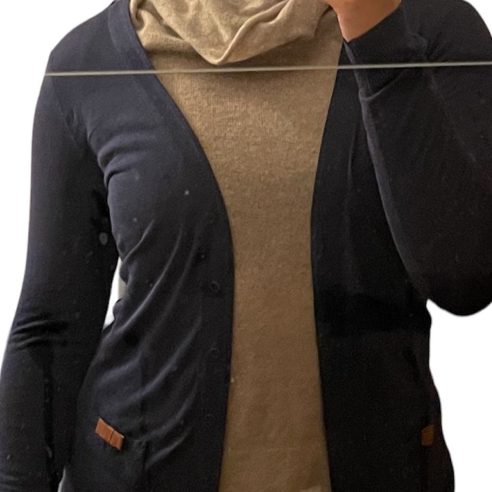 Massimo Dutti Lightweight Cardigan with Leather Pocket Detail